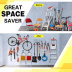 18 Pack Heavy Duty Garage Hooks, Utility Wall Mounted Storage System, with Anti-Slip Coating Hanger, for Hanging Power and Garden Tools, Ladders, Bikes, Ropes and Bulk Items