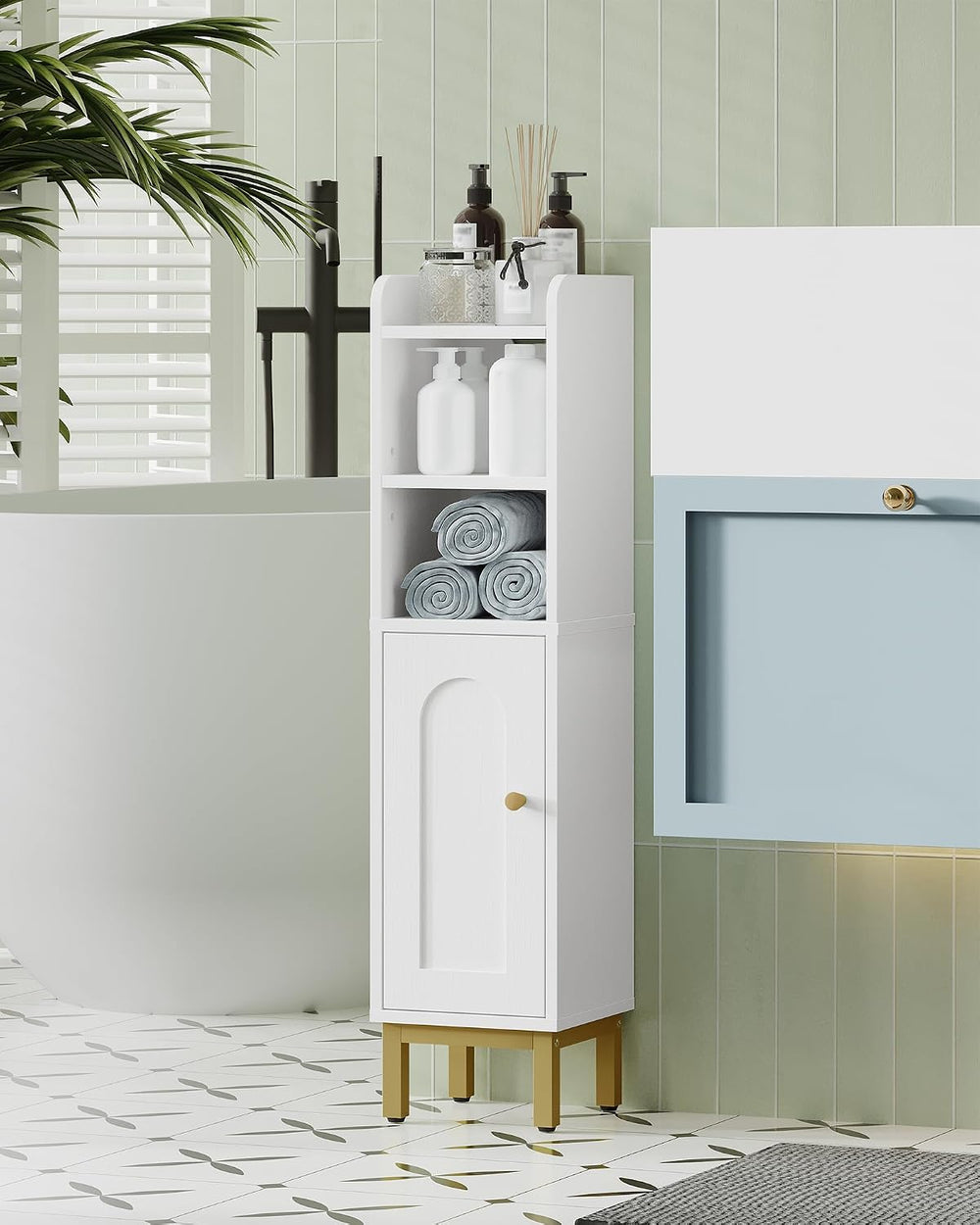 Hzuaneri Bathroom Storage Cabinet, Small Corner Floor Cabinet | Narrow Toilet...