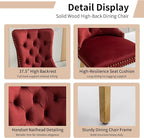 Luxury Upholstered Dining Chairs Set of 8, Red Kitchen Chair with Golden Metal Legs, Velvet Tufted Back Dining Chair, Sillas de Comedor, Modern Kitchen & Dining Room Chairs (Burgundy, 8 Pcs)