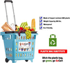 dbest products GoCart,Teal Grocery Cart Shopping Laundry Basket on Wheels