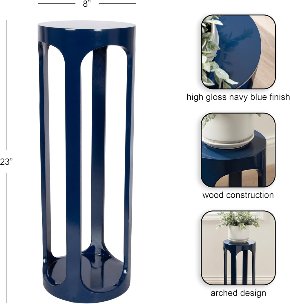 Kate and Laurel Dahl Modern Wooden Round Drink Table, 8 x 8 x 23, Navy Blue, ...