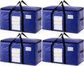 TAILI 4 Pack Dark Blue Extra Large Moving Bags, Heavy Duty Totes with Visible Window, Wrap Around Handles, Great for Storage