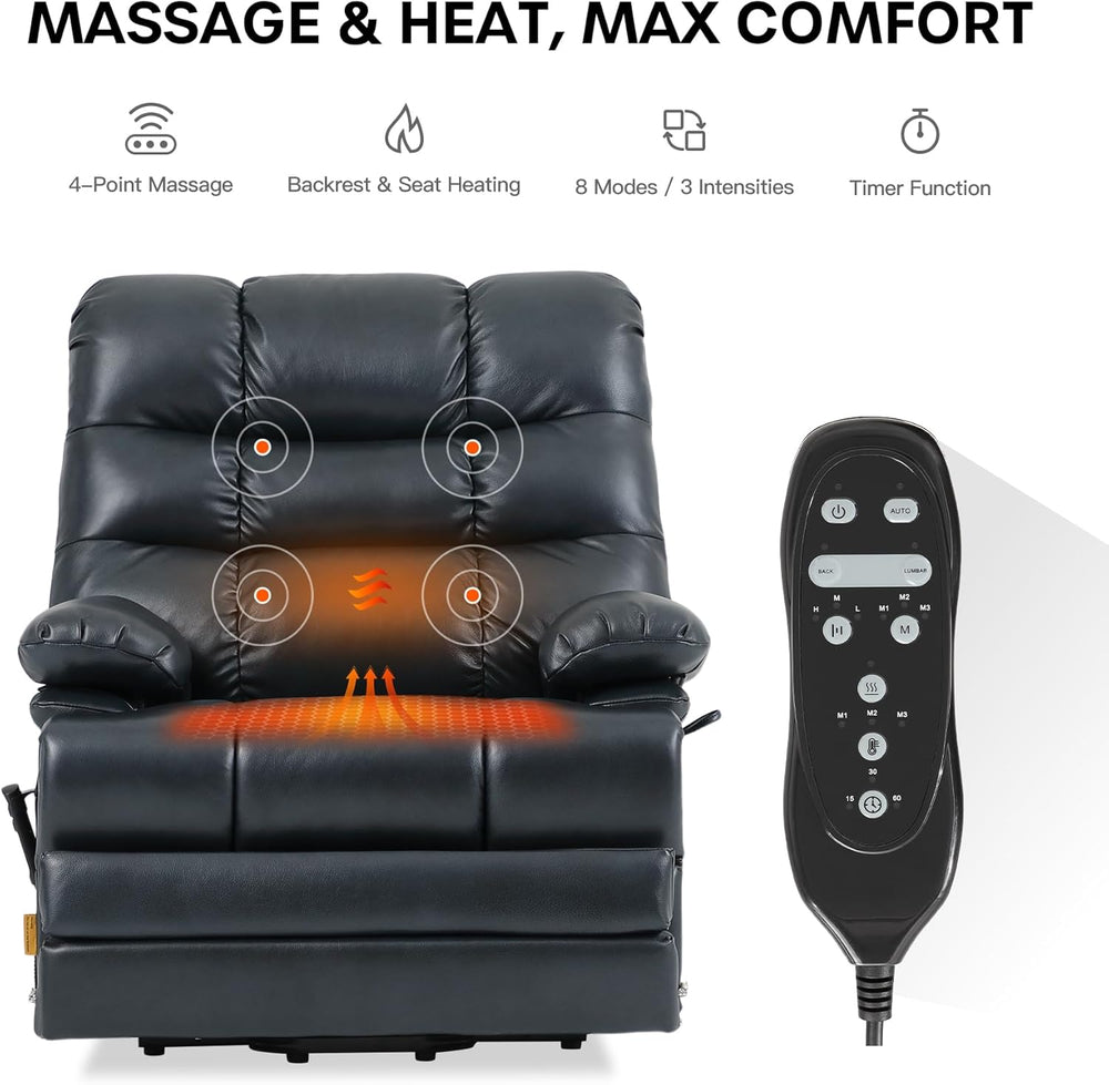 DYNOX Oversized 400 lbs Power Lift Recliner Chair for Big and Tall Seniors, D...