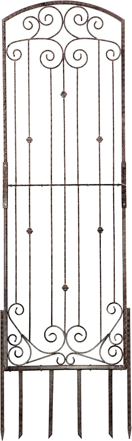 H Potter Premium 8-Foot Iron Garden Trellis - Heavy Duty Plant Support for Cl...
