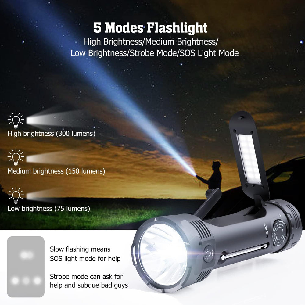 NOAA Emergency Weather Radio, Portable Solar Hand Crank Flashlight Radio