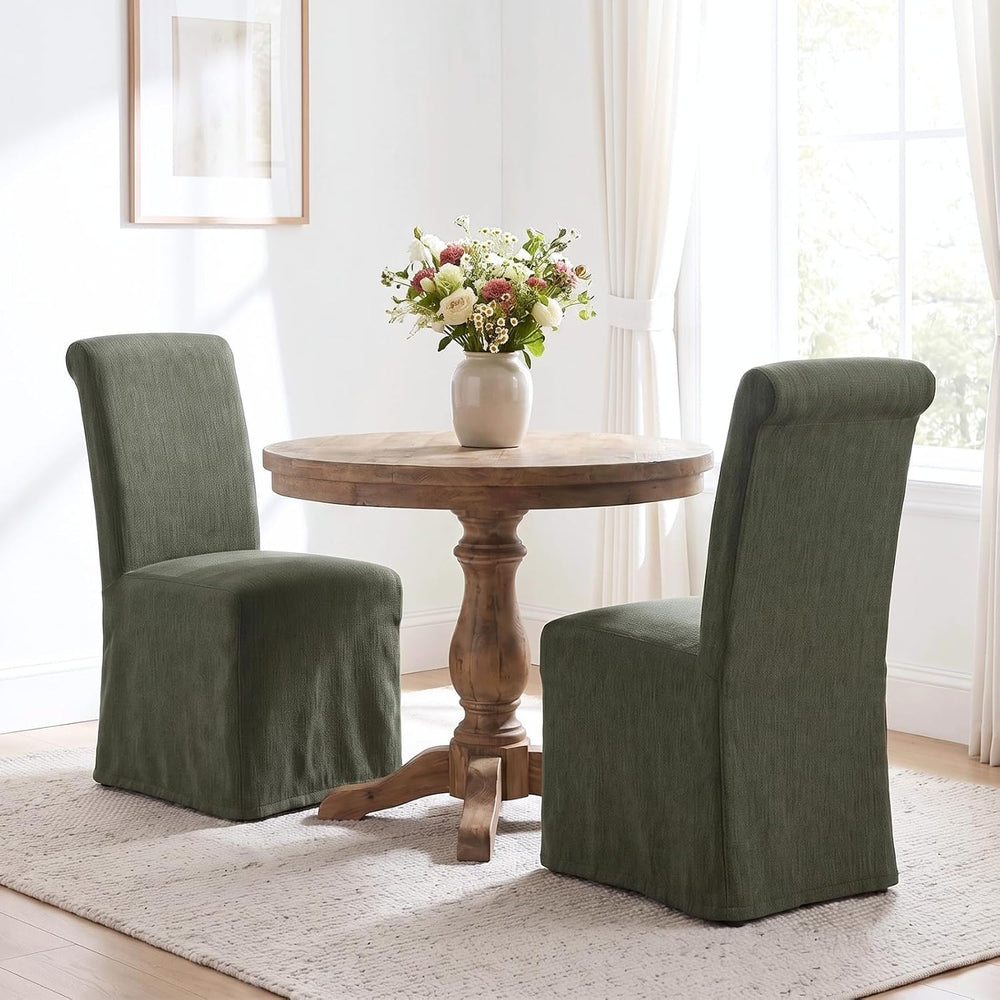 chairus Slipcovered Upholstered Parsons Dining Chairs Set of 2, Green