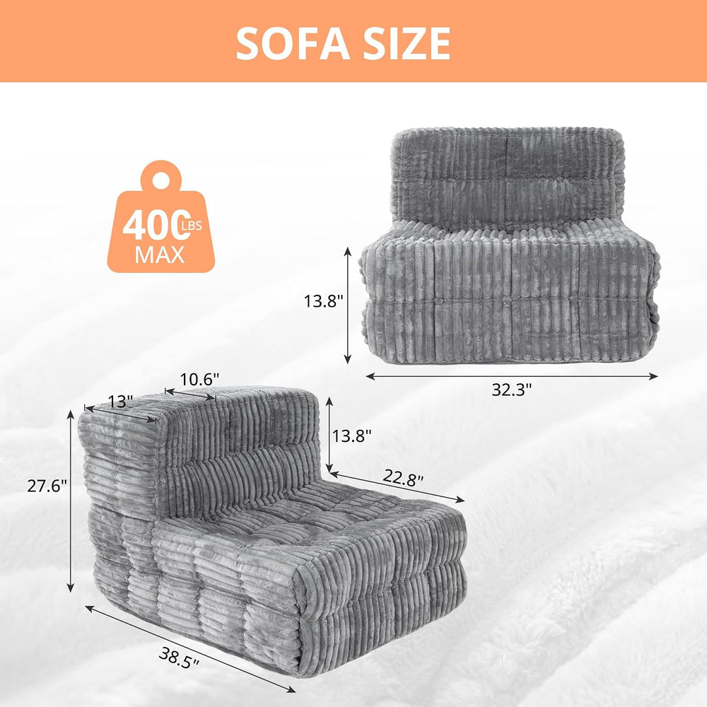 Hybrid Bean Bag Beanbag Chair for Adults Fireside Floor Togo Sofa with High D...