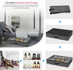 Onlyeasy Sturdy Under Bed Shoe Storage Organizer Fit 8 to 16 Pairs, Collapsible Closet Underbed Shoes Container Bags with Reinforced Handles, 37.7x23.6x5.9in, Linen-like Black, MXAUBS16P1