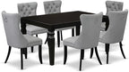 East West Furniture LGDA7-BLK-27 7 Piece Dining Table Set Contains a Rectangle Kitchen Table with Butterfly Leaf and 6 Polyester Fabric Upholstered Chairs, 42x84 Inch, Black