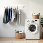 54" White Wall Mounted Clothes Rack, Industrial Pipe Iron Garment Bar, Heavy-Duty Detachable Clothing Rod, Multi-Purpose Metal Wall Display Hanging Pole for Closet Storage, Laundry Room 2 Base