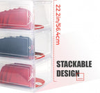 6 Pack Hat Organizer Box, Stackable Clear Baseball Caps Holder Box Containers with Magnetic Door for Hats Snapback Cap Storag, Hat Rack Display Case, Holds 8 Hats Each (Clear)