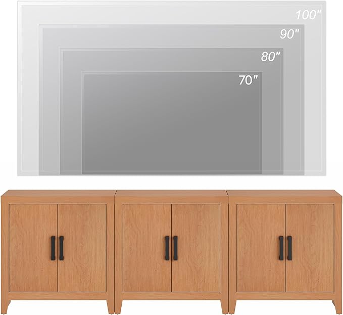 WAMPAT Farmhouse TV Stand for TVs up to 85 Inch, Rustic Wood Entertainment Center & Media Console with 6 Storage Doors, Accent Cabinet for Living Room, Hallway, Rustic Mocha