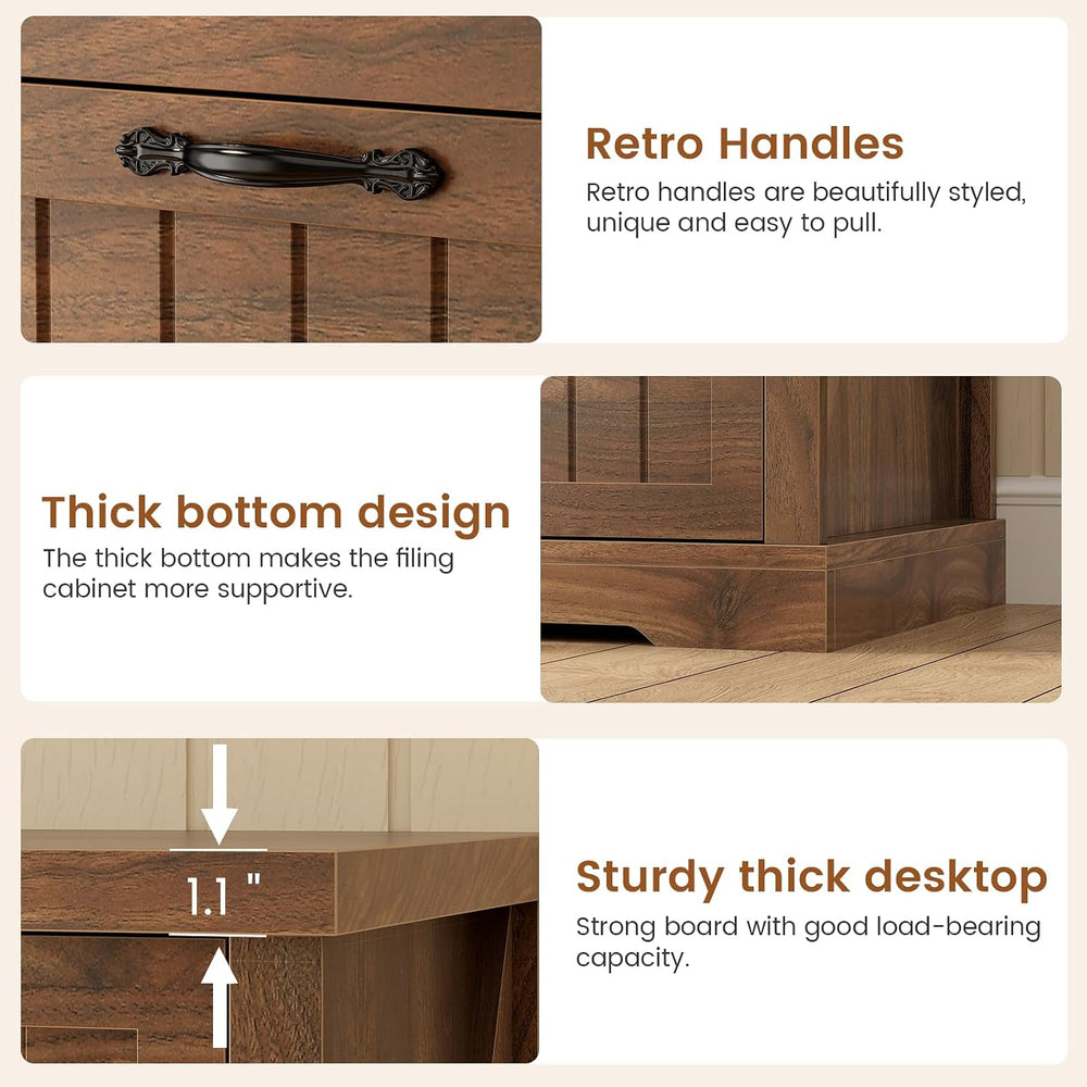 SEDETA Filing Cabinet for Home Office, Farmhouse 3 Drawer File Cabinet, Wood ...