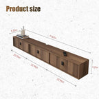 Solid Wood Floating TV Shelf, 71'' Wall Mounted TV Cabinet, Floating Shelves with 3 Doors, Wooden Mid-Century Entertainment Media Console Center Large Storage Under TV (Walnut)