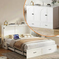 CECER Queen Size Murphy Bed with Storage & Charging Station,Multi-Functional Murphy Cabinet Bed with Mattress Included for Bedroom/Guest Room/Small Space,Easy Assembly -White | Murphy Bed Queen with 2 Storage Drawers,Cabinet Bed with Built-in Multi-Port