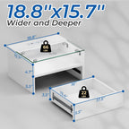 Loomie White Floating Nightstands Set of 2, 18.9” Bedside Table w/Charging Station and LED Light, Floating Shelf with Drawer, Wall Mounted Night Stand for Bedroom, Entryway Wall.