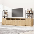 Yechen 165" Modular Entertainment Center with Bookshelves for up to 98", Mid Century Modern TV Stand with Storage, TV Cabinet with Open Shelves and Adjustable Shelves, Living Room, Natutral Oak(4 PCS)