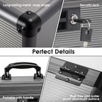 Medicine Lock Box with Key, Alluminum Alloy Box for Medication,First Aid Box with a Removeable Tray to Store Medicines & Pills for Home, Black, 14 * 8.46 * 7.48 Inch