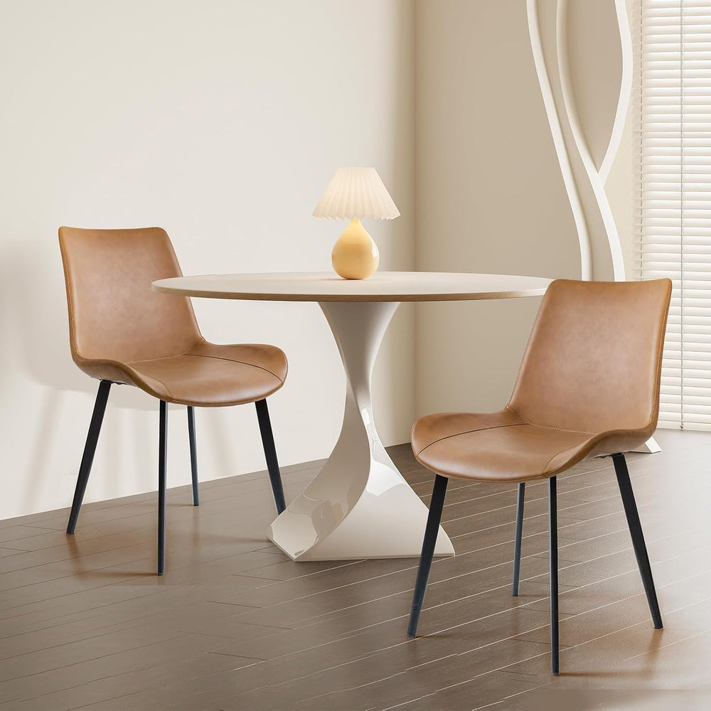 Dining Chairs Set of 2, Modern PU Leather Dining Room Chair with Sturdy Metal...