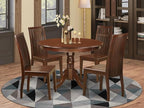East West Furniture HLIP5-MAH-W 5 Piece Dining Room Table Set Includes a Round Dining Table with Pedestal and 4 Wood Seat Chairs, 42x42 Inch, Mahogany