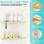 10" Bathroom Corner Shelf, 2 Pack Recessed Shower Shelf Caddy, SUS304 Stainless Steel Shelf Wall Mount Triangular, No Drilling Brushed Golden