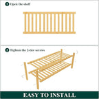 Smiry Shoe Rack, 2 Tier Thick Bamboo Shoe Organizer, Stackable Free Standing Wooden Shoe Storage Shelf for Closet, Entryway, Front Door Entrance, Natural