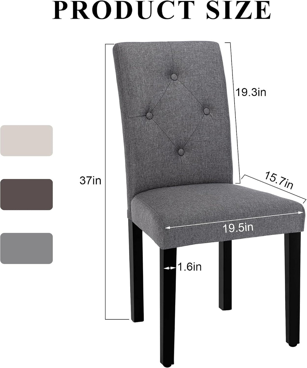 VECELO Upholstered Dining Chairs Set of 6, Modern Fabric and Solid Wood Legs ...