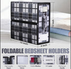 4 Pack Bed Sheet Organizer and Storage with Zipper – Linen Closet Organizers for Full, King, Queen & Twin Sheet Sets, Bedding Storage for Blankets and Duvet Covers, Black