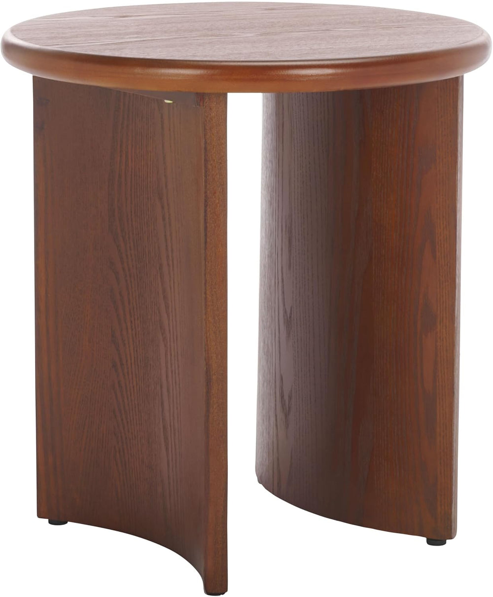 SAFAVIEH Home Collection Alanka Walnut Brown 2-Leg Round Top End Table