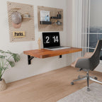IAE Wall Mounted Folding Table with Pine Wood,24" x 14" Floating Wall Desk,Laundry Folding Table with Shelf Brackets,Fold Down Desk Shelf,Folding Workbench for Home,Dining,Laundry Room,Kitchen,Teak