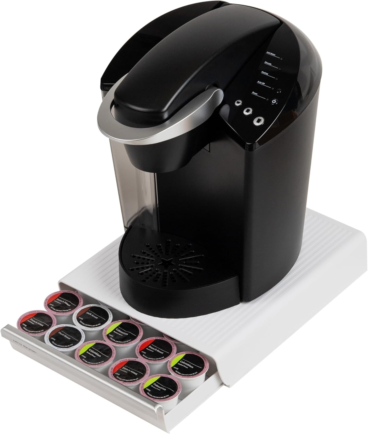 Mind Reader Single Serve Coffee Pod Drawer, 30 Pod Capacity, Countertop Organizer, 10.5"L x 12.75"W x 2.5"H, White