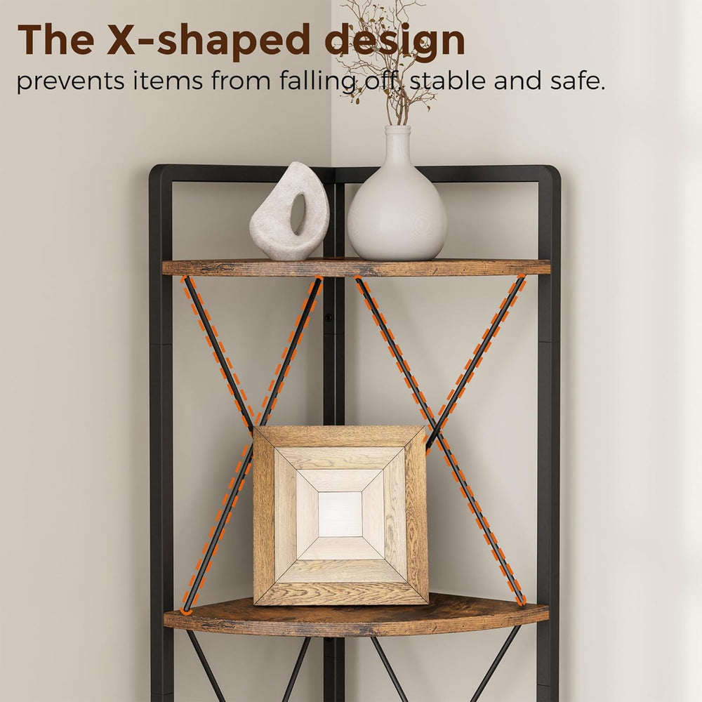 6 Tier Corner Shelf Stand, 78" H Tall Industrial Corner Bookshelf for Li...