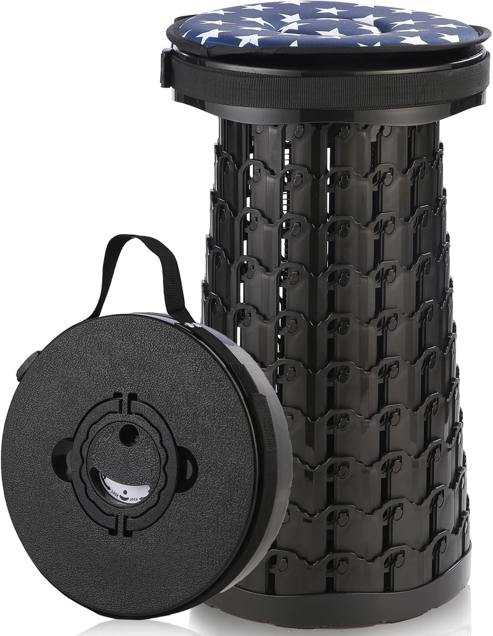Collapsible Stool with Cushion, 800 lb Heavy Duty Portable Stool for Adults