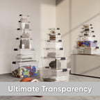 Superio Storage Bins with Lids- 8 Pack, 7.4 Qt Clear Boxes for Organizing, Stackable Plastic Containers- BPA Free, Non-Toxic, Odor Free, Organizer for Home, Office, Dorm