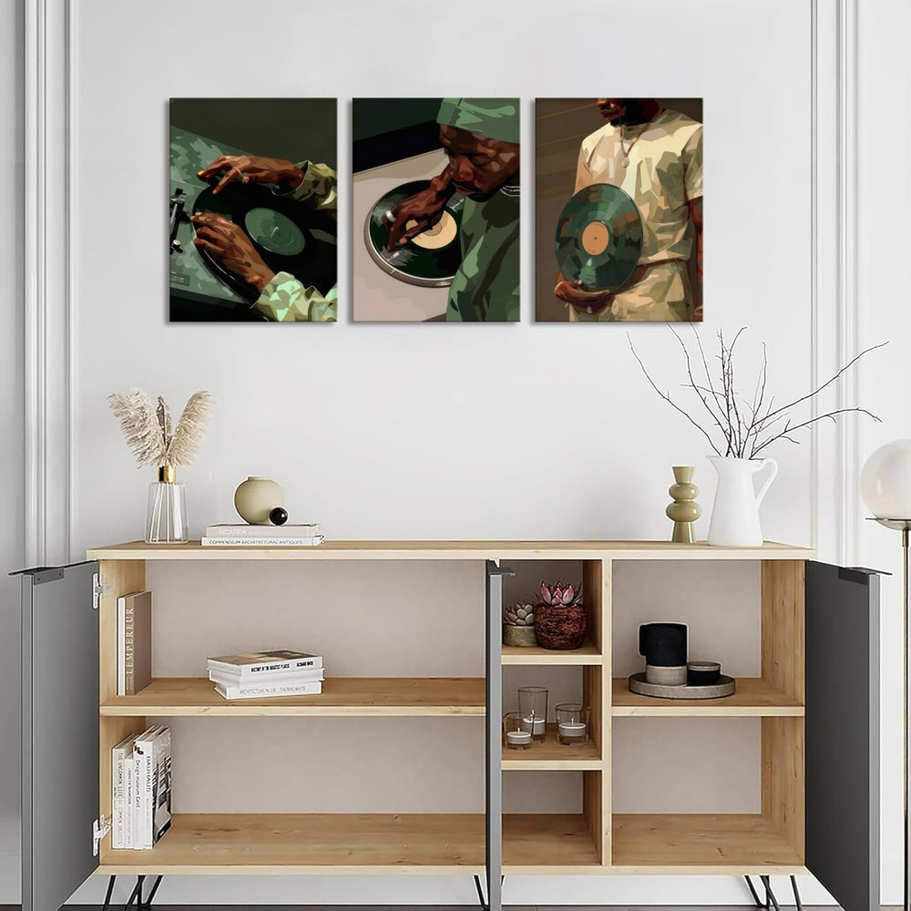 African American DJ Wall Art Black Men Canvas Posters Wall Decor Black Cultur...