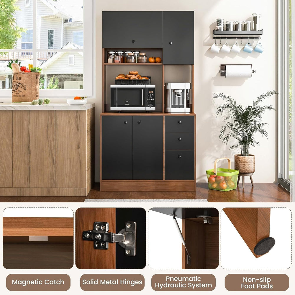 Nightcore Kitchen Pantry Storage Cabinet, 71" Freestanding Pantry with 3...