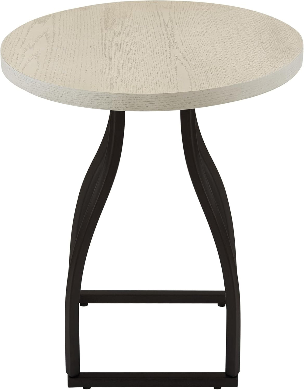 Accent Table, 20 Inch Round Wood White Top, Black Metal Base