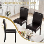 Giantex Dining Chairs Set of 4, Faux Leather Upholstered Parsons Kitchen Chairs with Solid Rubber & Bent Wood Legs, Thick Padded Seat, Armless Side Chairs for Living Dining Room Restaurant, Brown