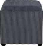 Adeco 17" Corduroy Storage Ottoman with Reversible Tray Lid, Modern Square Footstool for Living Room, RV & Dorm, Sturdy 355lbs Capacity Coffee Table & Side Table, Gray