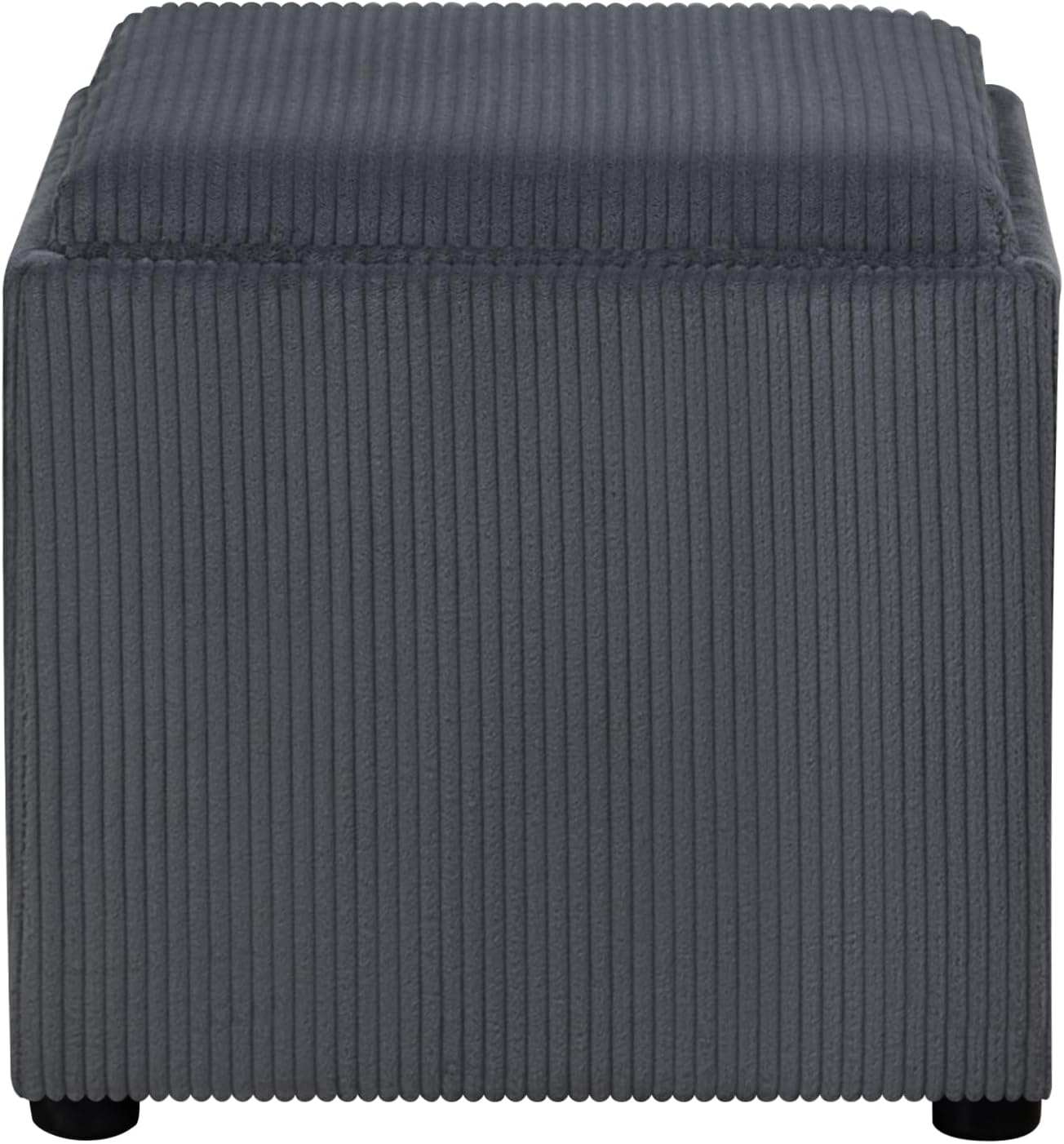 Adeco 17" Corduroy Storage Ottoman with Reversible Tray Lid, Modern Square Footstool for Living Room, RV & Dorm, Sturdy 355lbs Capacity Coffee Table & Side Table, Gray