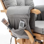Paddie Glider Rocker Replacement Cushions Velvet with Storage, Rocking Chair Cushion Set with Ties, 5PCS, Light Grey