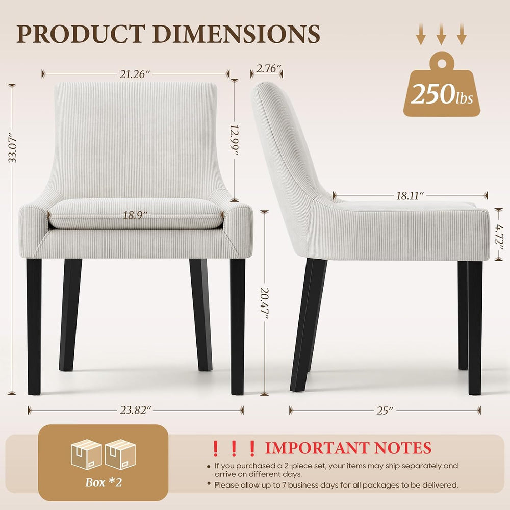 MALOL Upholstered Dining Chairs Set of 4, Mid-Back Kitchen Room Chair with Wo...