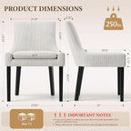 Dining Chairs Set of 4, Upholstered Corduroy Dining Room Chair with Wood Legs, Mid-Back Padded Kitchen Side Chairs for Dining Room, Beige