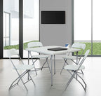 Office Star Resin 5-Piece Folding Square Table and Chair Set, Light Grey