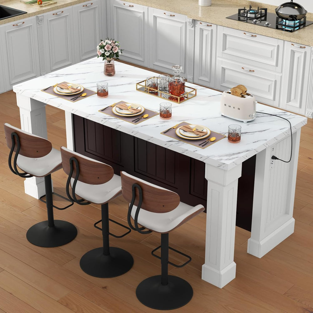 Gyfimoie 71" Large Imitation Marble Dining Table with Roman Column,36&qu...