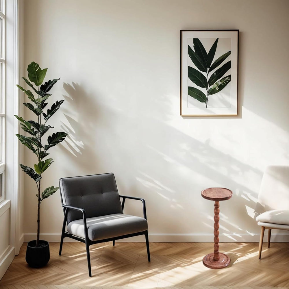 YUNMUARY-Pedestal Side Table,Drink Table with Weighted Base,Round Side Tables...