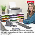 Ultimate Office TierDrop Desktop Organizer Document, Forms, Mail, and Classroom Sorter. 9 Letter Size Compartments with Optional Add-On Tiers for Easy Expansion - Gray w/Black