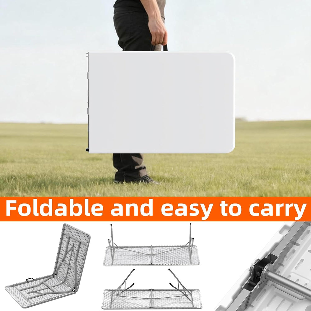 6ft Folding Table, Plastic Portable Table for Outdoor & Indoor, Heavy Dut...
