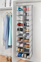 mDesign Soft Fabric Closet Organizer - Holds Shoes, Handbags, Clutches, Accessories - Large, 20 Shelf Over Rod Hanging Storage Unit - Gray