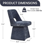 VKNOW Upholstered Swivel Dining Chairs Set of 4, Modern Dining Room Chairs with Open Back, Chenille Fabric Kitchen Chairs for Dining Room, Living Room, Bedroom, Vanity, Blue